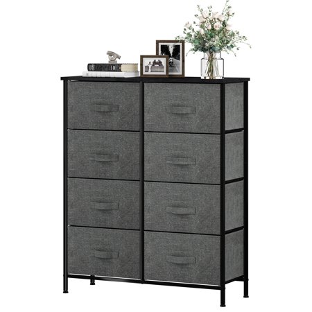 YINTATECH 8 Drawer Fabric Dresser Storage Tower Organizer Unit, Graphite