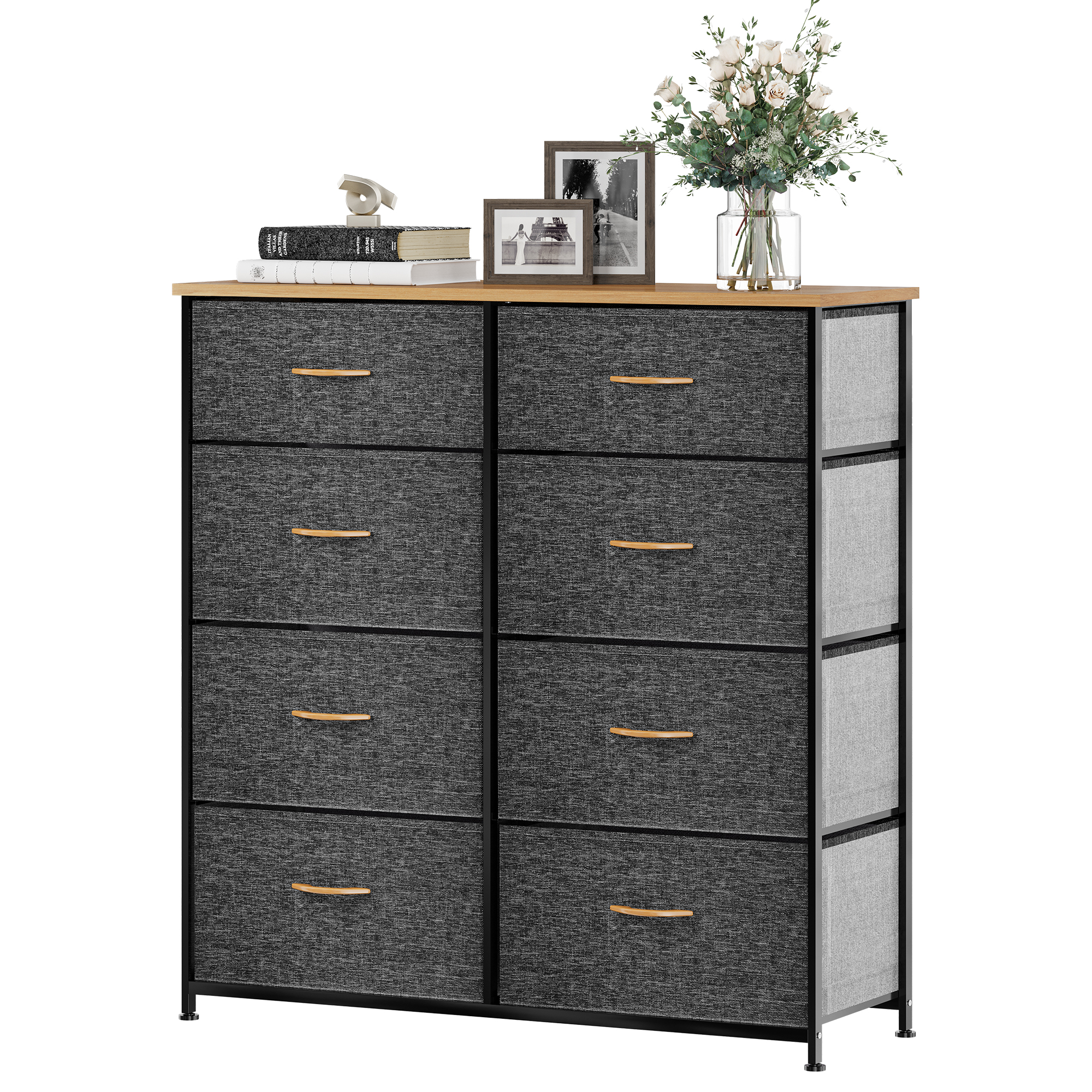 TKOOFN 2Tier Closet Dresser with 5 Easy Pull Fabric Drawers and Metal