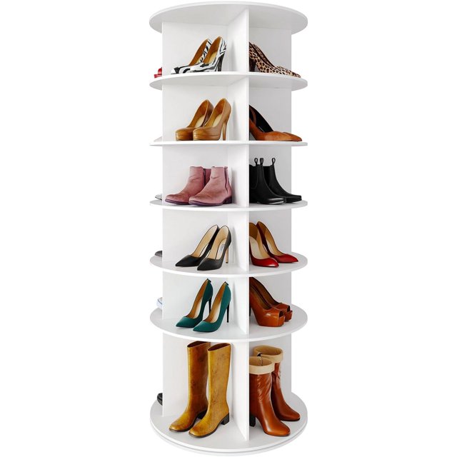YINUO Rotating Shoe Rack 6 Tier Organizer, High Bottom Design Shoe