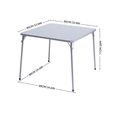 YINYUN 34-Inch Folding Card Table Plastic Table Portable Square Bar Table Perfect for Parties and Backyard Events, Gray