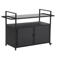 thumbnail image 1 of YINYUN Outdoor Wicker Bar Cart, Patio Wine Serving Cart w/Wheels, Rolling Rattan Beverage Bar Counter Table for Porch Backyard Garden Poolside Party, Black, 1 of 6