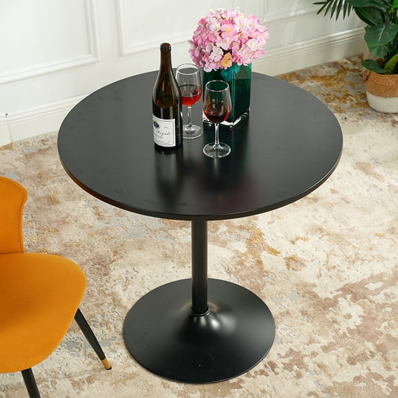 YINYUN Round Dining Table, Kitchen Table, Round Sturdy Metal Base, Mid-Century Casual Table Suitable for Small Spaces, Dining Rooms, Living Rooms, and Cafes Black