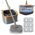 thumbnail image 1 of YINYUN Spin Mop Bucket Set with 6 Replaceable Microfiber Mop Pads Features a 360° Rotating Square Mop Head with Built-in Wringing Function (Black), 1 of 5