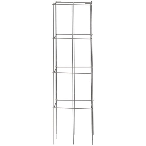 YINYUN Tomato Cages, 11.8" x 11.8" x 46.1", 5 Packs Square Plant Support Cages, Silver PVC-Coated Steel Tomato Towers for Climbing Vegetables, Plants, Flowers, Fruits