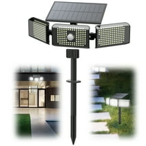 YIOH 3-in-1 Outdoor LED Solar Wall Flood Light Sensor Garden Ground Lights Adjustable 3 Head