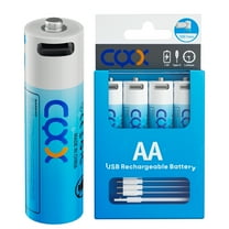 YIORTWO AA Rechargeable Batteries 4 Pack, 1.5V 2600mWh Lithium Batteries AA with 4-in-1 USB-C Charging Cable