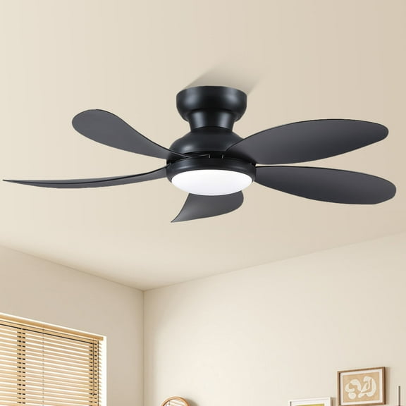 YIOSI 42-Inch Black Ceiling Fan with LED Light, Remote, and App Control