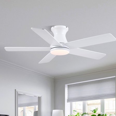 YIOSI 46'' Low Profile Ceiling Fan with LED Light, Quiet DC Motor, Remote Control, Reversible Flush Mount Fan for Indoor & Covered Outdoor Use