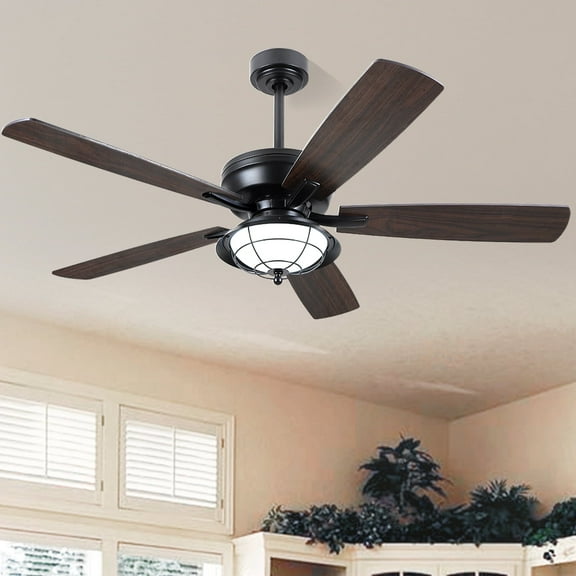 YIOSI 52" Outdoor Ceiling Fan with 3-Color Lighting, Remote, Modern Farmhouse Style