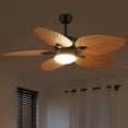 thumbnail image 1 of YIOSI 52 Inch Tropical Palm Leaf Ceiling Fan with LED Lights, Remote Control & App Operable, Reversible Quiet DC Motor, Dimmable, Indoor/Outdoor Ceiling Fans for Patios, Porches, Living Room, Brown, 1 of 12