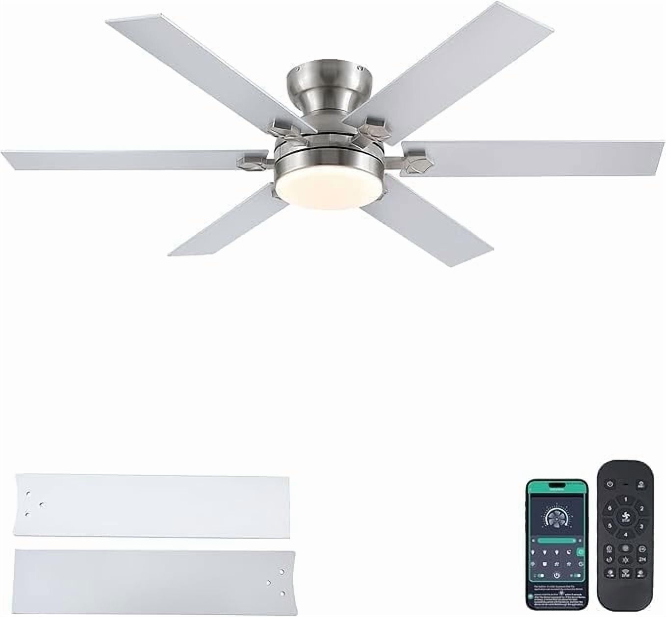 YIOSI 52" Sand Nickel Ceiling Fan with LED Lights, Remote/App Control, Quiet DC Motor, Stylish Design