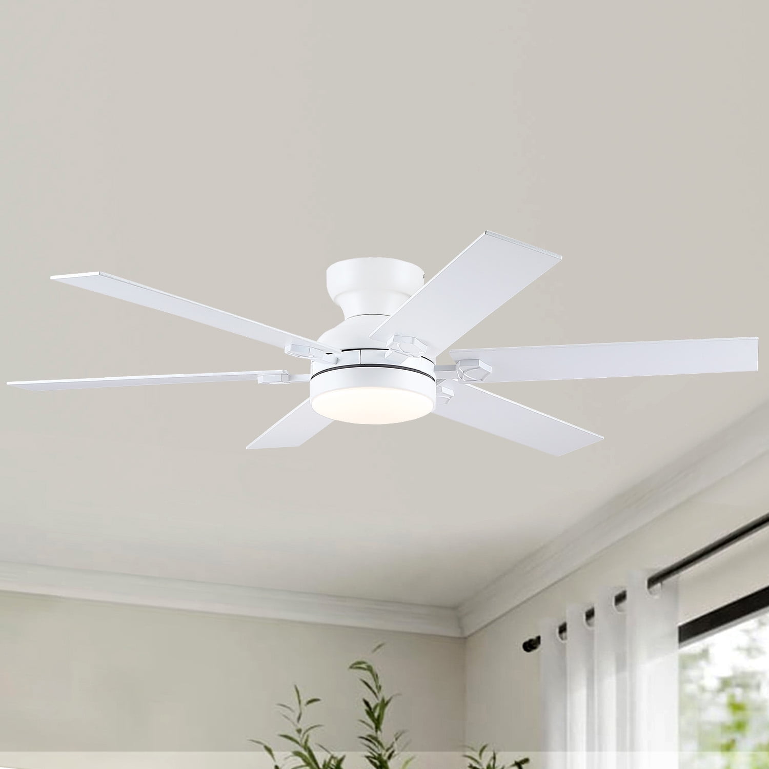 YIOSI 52" White Ceiling Fan with LED Lights, Remote/App Control, Quiet DC Motor, Energy Efficient