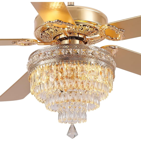PHORUS 62in Ceiling Fan with Lights Modern Fan Light with Remote Dimmable LED Gold for Bedroom Living Room