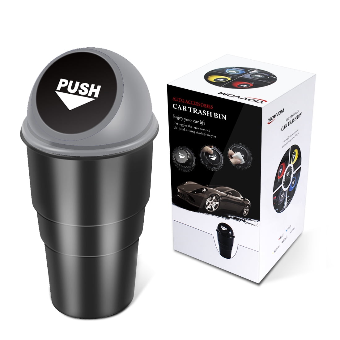 YIOVVOM Car Garbage Can with Lid, Leakproof Vehicle Automotive Cup ...