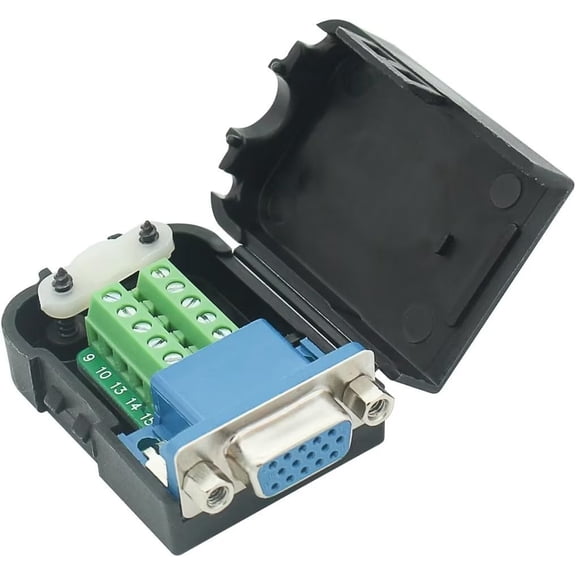 YIOVVOM DB15 3+6 Adapter D-SUB DB15 VGA Female 3Row 15Pin to Terminal Breakout Board Connectors with case(Female Connector 3+6)