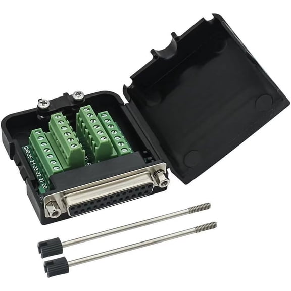 YIOVVOM DB25 Breakout Board Solder-Free Female Adapter 25-pin Port Adapter to Terminal Connector Signal Module Long Bolts and Nuts with case