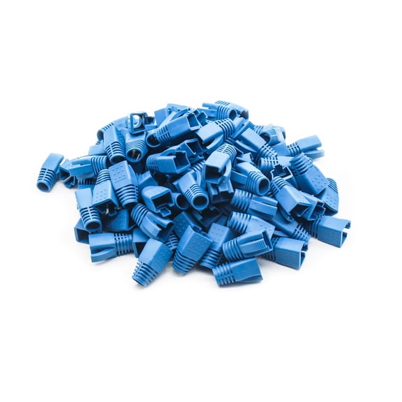YIOVVOM Soft Plastic Ethernet RJ45 Cable Connector Boots Cover Network Strain Relief Boots CAT6A CAT7 CAT8 100PCS (Blue)