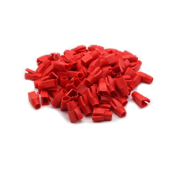 YIOVVOM Soft Plastic Ethernet RJ45 Cable Connector Boots Cover Network Strain Relief Boots CAT6A CAT7 CAT8 100PCS (Red)