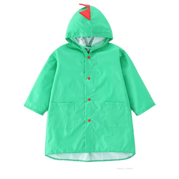 YIQAUMA Boys Girls Toddler Raincoat Kids Waterproof Rain Jacket Hooded Slicker Cartoon Rain Wear Green,3-4T