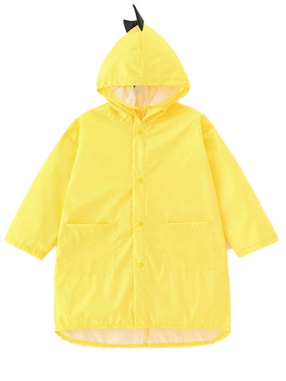 Boys Girls Toddler Raincoat Kids Waterproof Rain Jacket Hooded Slicker Cartoon Rain Wear Yellow,3-4T