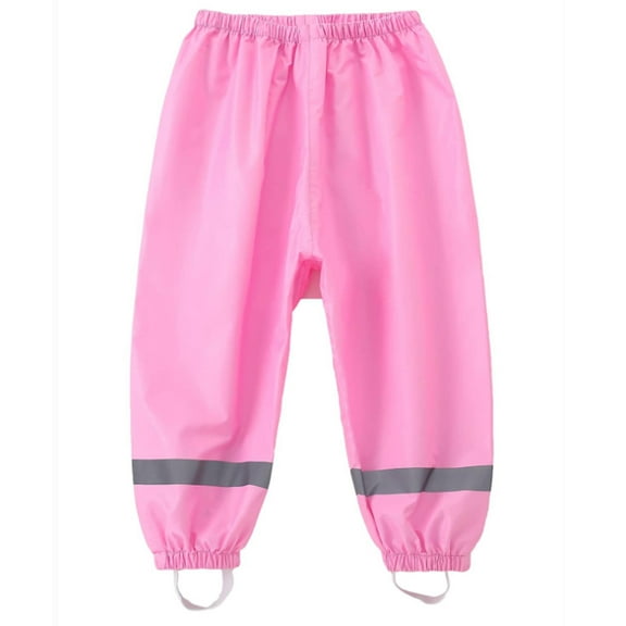 YIQAUMA Girls Boys Waterproof Rain Pants Toddlers Lightweight Outdoor Rain Trousers Pink,S