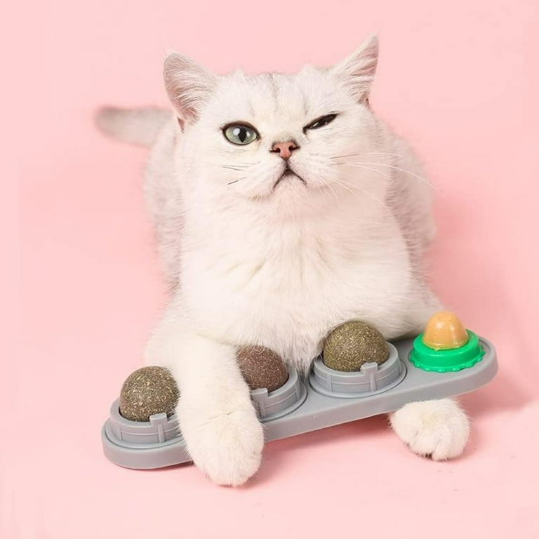 YIRENWL Extra Cat Energy Ball for Cats Wall Healthy Kitten Chew Catnip Ball with Edible Lick Toys Teeth Cleaning Dental Cat Toy Cat Wall Treats