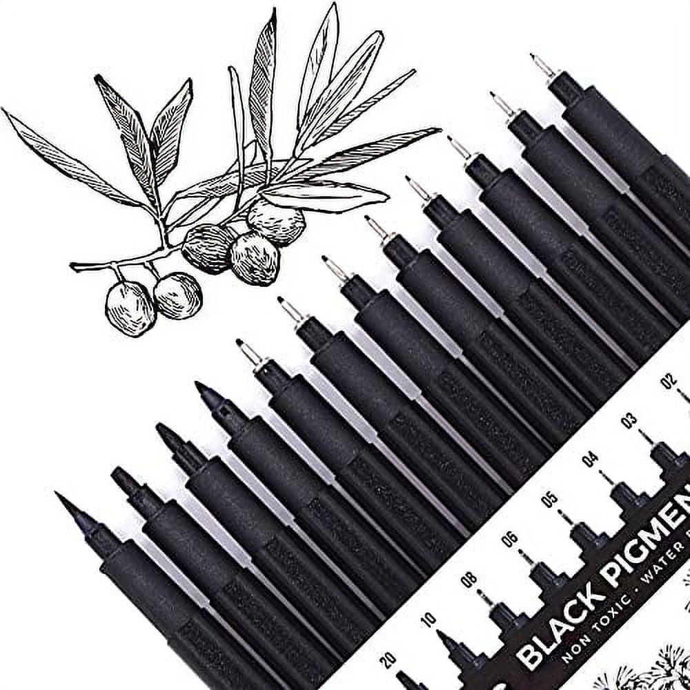 YISAN Black Drawing Pens,12 Art Pens Set,Fineliner Ink Pens,Micro-Pens,Manga Pens,for Sketching,Technical Drawing 902195