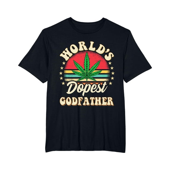YISAN Funny 420 Pot Vintage Matching Worlds Dopest Godfather T-Shirt-L