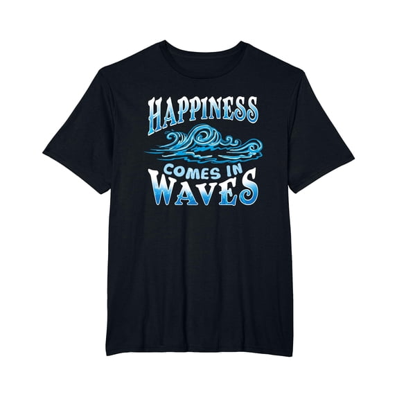 YISAN Happiness Comes In Waves Ocean Beach T-Shirt-L
