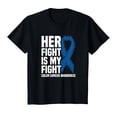 thumbnail image 1 of YISAN Her Fight Is My Fight Blue Ribbon Colon Cancer Awareness T-Shirt-M, 1 of 1