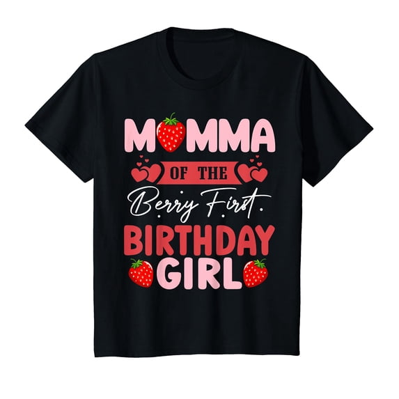 YISAN Momma of The Berry First Birthday Girl Sweet Strawberry T-Shirt-XL