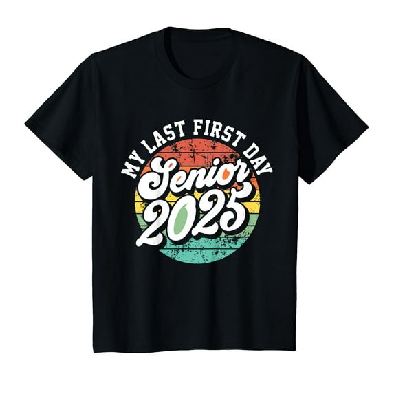 YISAN My Last First Day School Senior 2025 Class Of 2025 Vintage T-Shirt-L