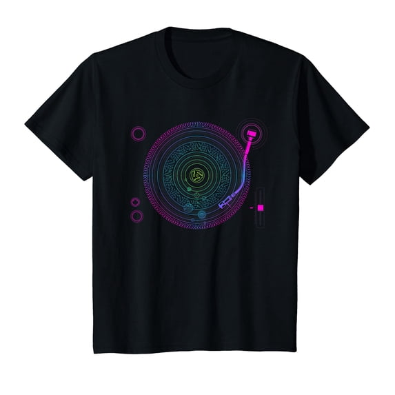 YISAN Space DJ Design - Solar System Turntable EDM T-Shirt-XL