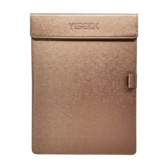 YISEEK Clipboards with Strong Magnets Clip, Pearlescent Colors PU Clip Board with Pen Holder LoopPortable and Smooth Office Business ClipBoard Writing Pad A4 File Organizer Clip Folder, Light Brown
