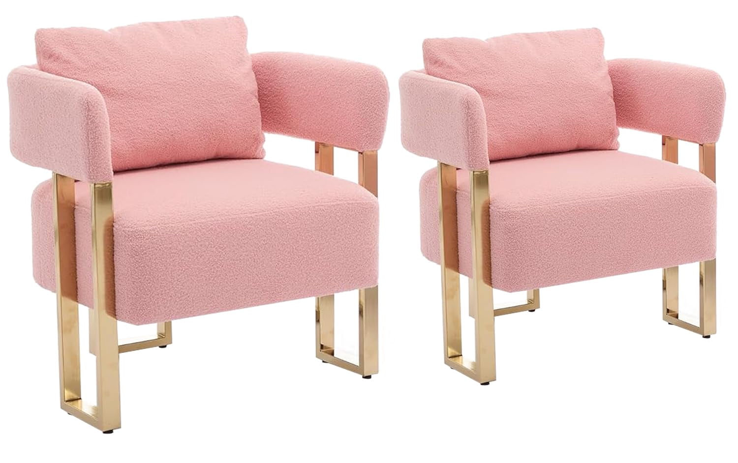 YISHENG Velvet Barrel Accent Chairs Set of 2, Upholstered Living Room Side Chairs with Gold Metal Legs, Modern Armchairs for Bedroom, Lounge or Office