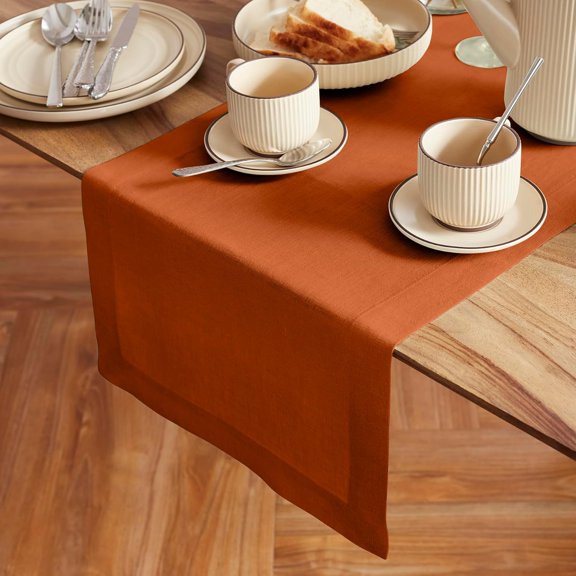 YISIGE-100% Pure Linen Cinnamon Stick Table Runner 36 Inches - 14 x 36 Inch for Dresser, Coffee Tables, Sideboard, Console - Sonoma