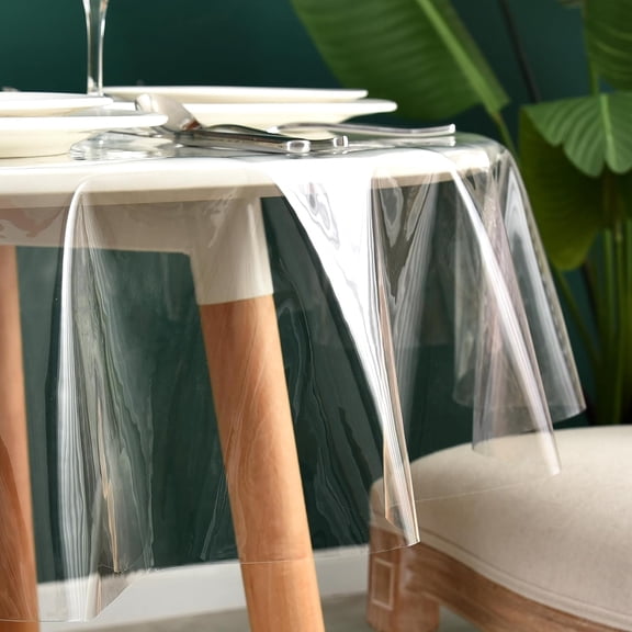YISIGE-2 Pack Round Clear Plastic Tablecloth Protector 70 Inch-100% Waterproof Table Cover Vinyl Plastic Sheet, Thick Non Slip Wipeable Circular Table Cloth for Wedding, Banquet, Restaurant, Parties