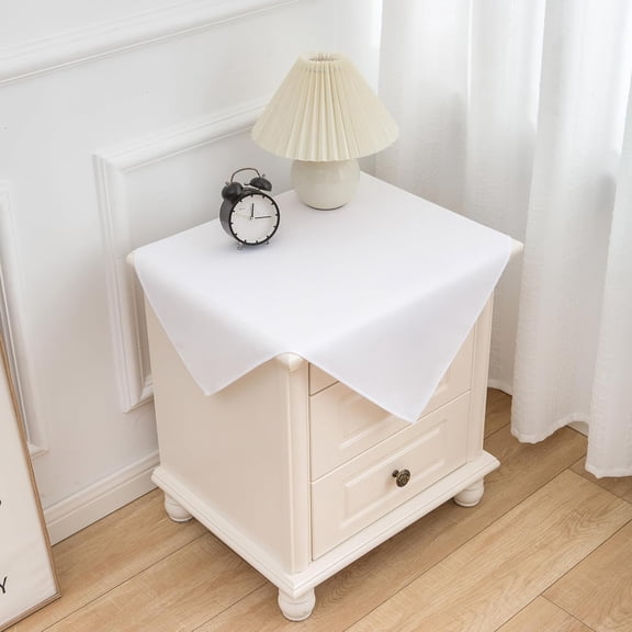 YISIGE-2 Pack Small Square Tablecloth 24 x 24 Inch White, Stain and Wrinkle Resistant Washable Polyester Table Cloth Decorative Solid Fabric Table Cover for Nightstand End Bedside Tables