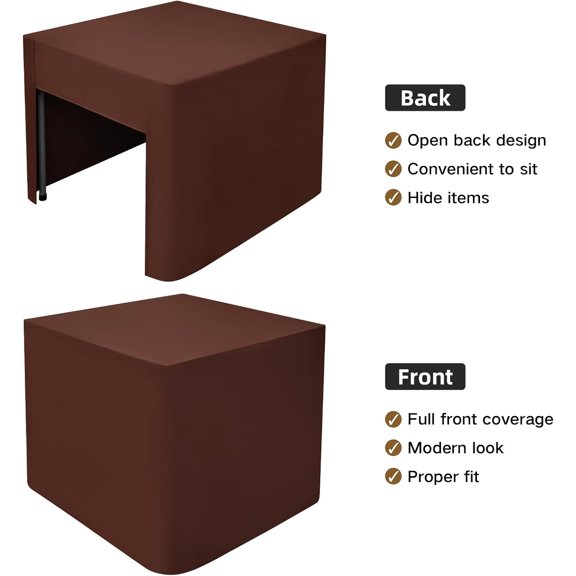 YISIGE-34X34 Inch Chocolate Square Fitted Tablecloth Open Back Fitted Table Cloth Washable Polyester Table Cover for Folding Tables Display Trade Show Party Wedding Banquet Birthday