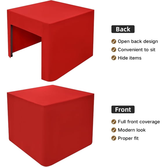 YISIGE-34X34 Inch Red Square Fitted Tablecloth Open Back Fitted Table Cloth Washable Polyester Table Cover for Folding Tables Display Trade Show Party Wedding Banquet Birthday