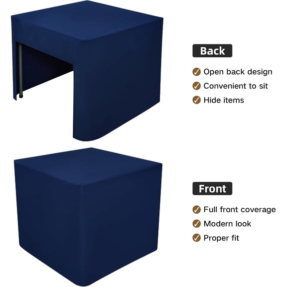 YISIGE-38X38 Inch Navy Blue Square Fitted Tablecloth Open Back Fitted Table Cloth Washable Polyester Fitted Table Cover for Folding Table Display Trade Show Party Wedding Banquet Birthday