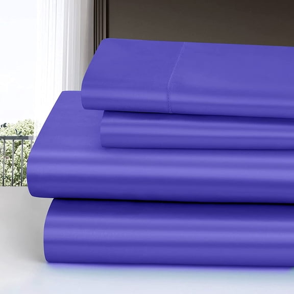 YISIGE-3pcs Satin Sheets Set Luxury Silky Satin Bedding Set with Deep Pocket, 1 Fitted Sheet + 1 Flat Sheet + 1 Pillowcase (Twin Size, Periwinkle Blue)
