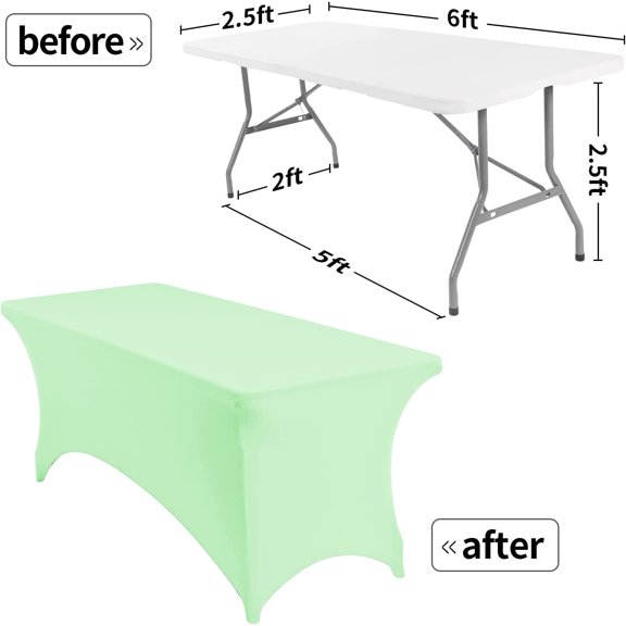 YISIGE-6FT Spandex Table Cover Rectangular Stretch Spandex Tablecloth (Mint,6FT)