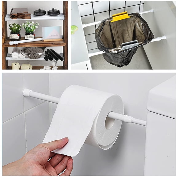 YISIGE-6Pcs Tension Rod, Tension Rods for Windows, No Drilling Rustproof Spring Adjustable Tension Curtain Rod for Doors, Windows, Wardrobe Bars, Drying Support Rods (White, 10-15.7 inch)