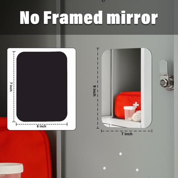 YISIGE-7x9 inch Magnetic Locker Mirror, Large Frameless Real Glass Mirror with Magnetic Backing, HD Distortion-Free Reflection, Polished Safety Edges for School, Gym, Fridge & Office