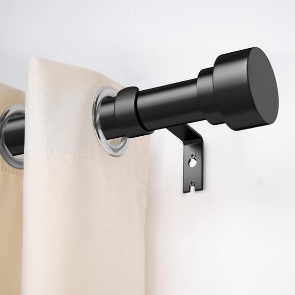 YISIGE-Black Curtain Rods for Windows 32 to 120 Inch (2.6-10 Feet), 1 Inch Diameter Adjustable Heavy Duty Curtain Rod, Modern Style Indoor Outdoor Long Window Drapery Rods with End Caps