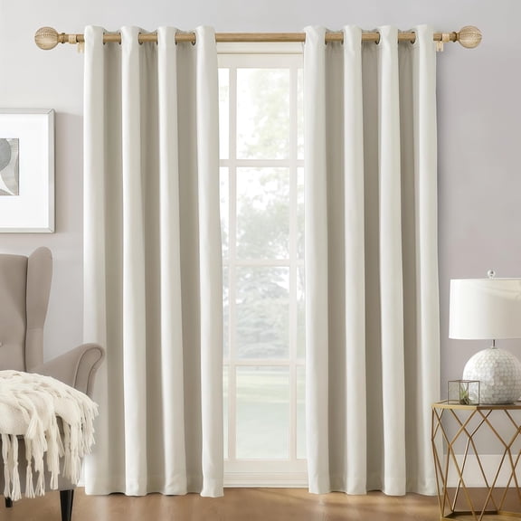 YISIGE-Boho Wood Curtain Rods for Windows 10 to 37 Inch, 1" Adjustable Curtain Rod with Imitation Wooden Grain Finials, Decorative Heavy Duty Rustic Farmhouse Drapery Rods, 18-45'', Weathered Wood