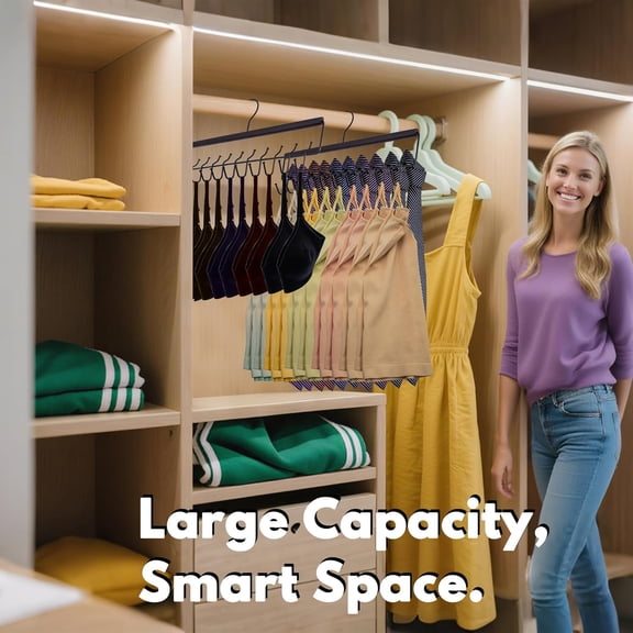 YISIGE-Bra Hanger 2 Pack with Premium Wood, 40 Hooks Large Capacity Closet Organizer for Belt Bra Tie Scarf and Tank Top, Space Saving Rack 360 Rotatable with Sturdy Metal Hooks