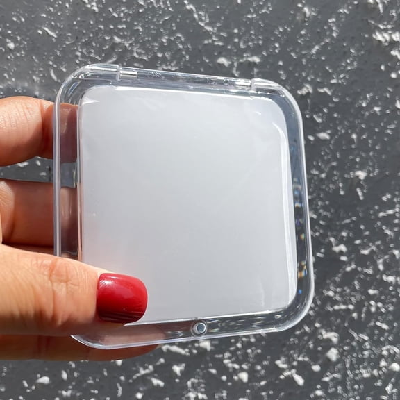 YISIGE-Compact 15X Magnifying Makeup Mirror for Travel, Small Pocket Mirror-Handheld, Foldable & Portable 2-Sided with 15X Magnifying and 1X Mirror for Purses - Square 3.3 x 3.3 inch (White)