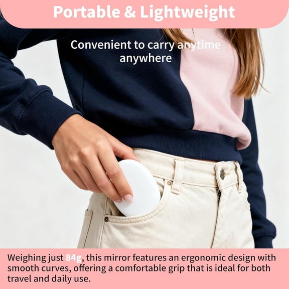 YISIGE-Compact Makeup Mirror, Portable 1X 5X Magnifying Makeup Mirror with LED Light, White Small Foldable USB Rechargeable Travel Lighted Make Up Mirrors with 3 Color Lighting Magnification for Pur